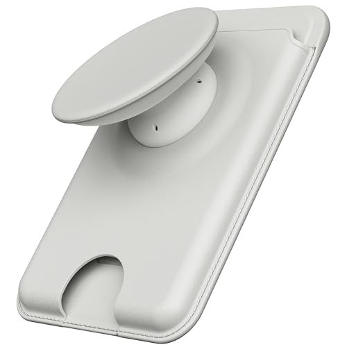 Sinjimoru for MagSafe Phone Grip Compatible with MagSafe Wallet Soft Magnetic Finger Grip with 3 Card Holder for iPhone MTap Tok Wallet Grey - Image 1