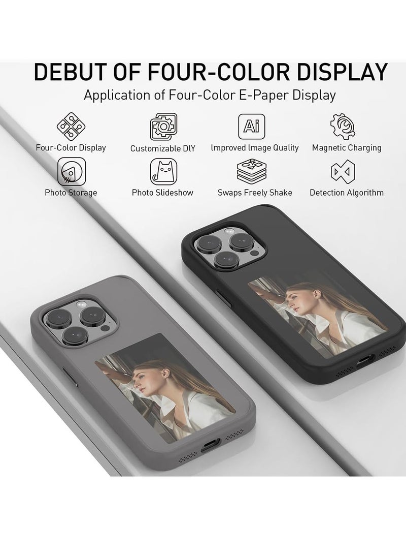 Generic - Smart NFC Ink Phone Case Compatible for iPhone 15 Pro , Customizable E-Ink Screen DIY Images Long-Lasting Display Fast Transmission (GRAY) - Image 1