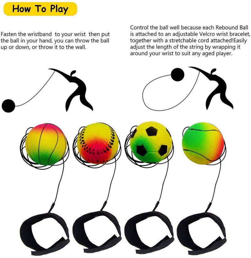 Asera Wrist Band Ball for Kids Birthday Return Gifts, Yoyo Bouncy Rubber Training Ball Toy for Kids (Set of 2) - Image 2