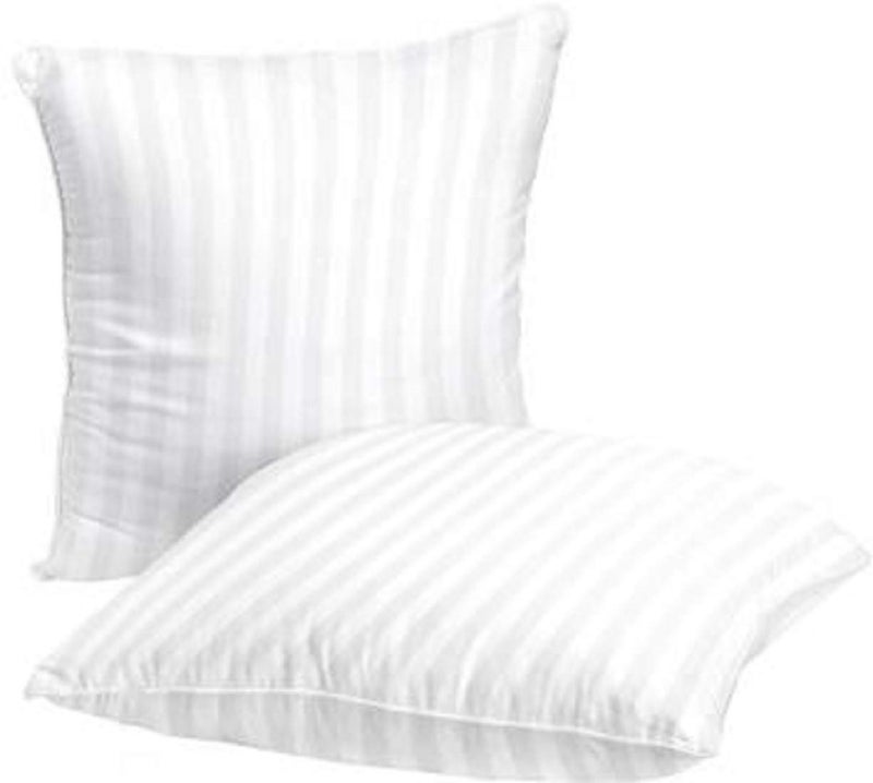 ATOOTFUSION Super Soft Cushy Plush White Satin Stripe Hollow Conjugate Virgin Micro Fiber Filler Cushion (24X24 Inches; White) -Set of 2 - Image 1