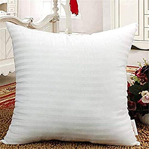 ATOOTFUSION Super Soft Cushy Plush White Satin Stripe Hollow Conjugate Virgin Micro Fiber Filler Cushion (24X24 Inches; White) -Set of 2 - Image 3