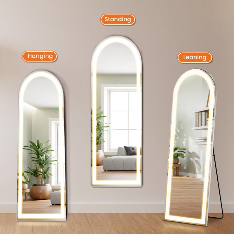 Simple Deluxe 63"x20" Arched Full Length Mirror with LED Lights, Body Floor Mirror with Dimming & 3 Color Lighting, Mirror Full Length for Home Wall Decor, Tall Arch Aluminum Frame for Bedroom Cloakroom - Image 5