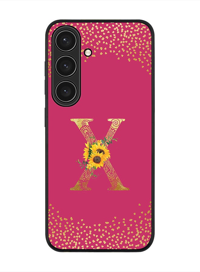 Stylizedd For Samsung Galaxy S25 5G Case,Slim fit Camera Protection, Shockproof Thin Phone cover  - Custom Floral Monogram - X ( Deep Pink ) - Image 1