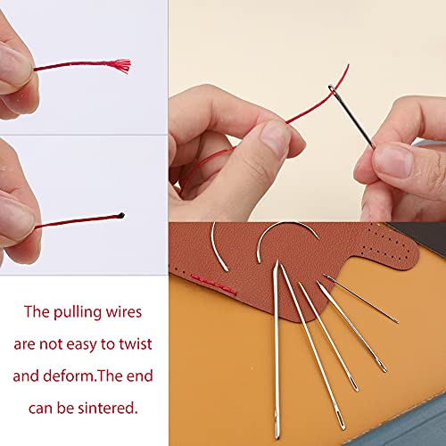 Ftyiwu Waxed Thread, Upholstery Needle and Thread 32 Yards with 7PCS Hand Sewing Needles for Home Upholstery Carpet Canvas Repair Leather Sewing (Red) - Image 4