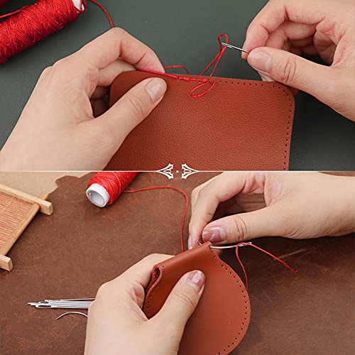 Ftyiwu Waxed Thread, Upholstery Needle and Thread 32 Yards with 7PCS Hand Sewing Needles for Home Upholstery Carpet Canvas Repair Leather Sewing (Red) - Image 5