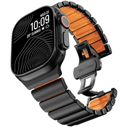 CHANCHY Titanium Band Compatible with Apple Watch Ultra 321 Band 49mm 46mm 45mm 44mm 42mm Luxury Band Titanium Silicone DualLayer Link for Men iWatch Series 11 10 9 8 7 6 5 4 SE - Image 1