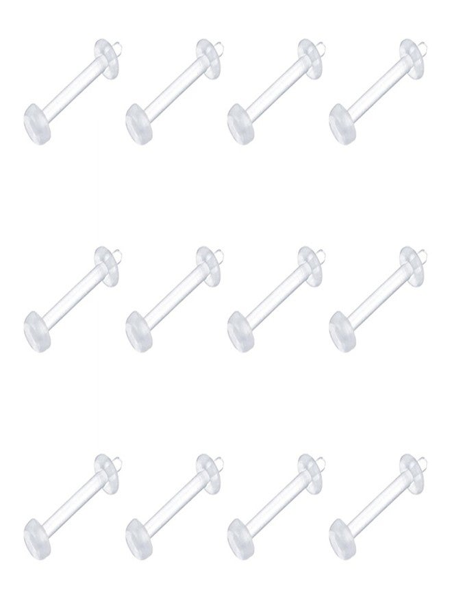 VCMART Clear Cartilage Earring 16G Acrylic Bioflex Tragus Retainer Pastic Lip Rings Labret Monroe Ear Helix Earring Flat Top 10mm - Image 2