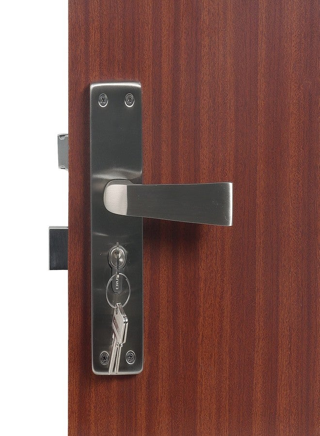 Crust Premium 8 Inch Cylindrical Plate Mortise Door Lock Handle Set/Mortise Lock with Brass Lock Body and 60 mm Brass Cylinder Set with 3 Brass Computer Keys (CRZ003) - Image 3