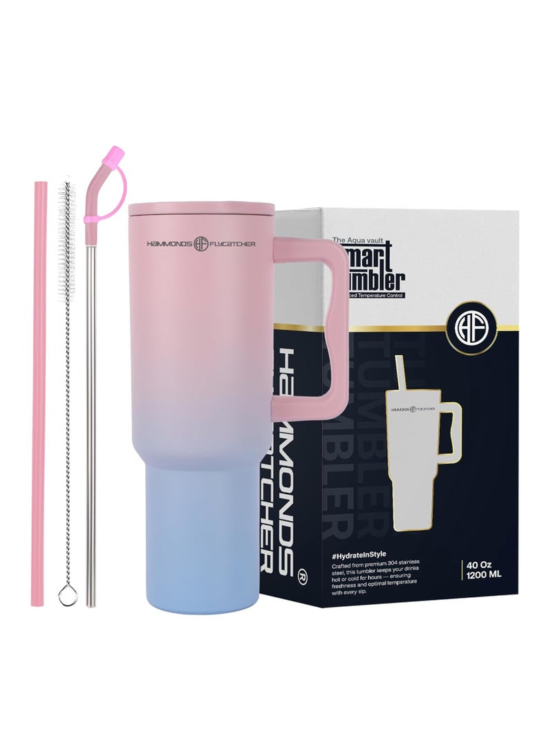 HAMMONDS FLYCATCHER 1200ML Insulated Tumbler with Straw, BPA-Free Travel Mug for Hot & Cold Beverages & Water, Sipper Coffee Tumbler Bottle, Leakproof Tumblr for Car, Gym, Yoga, Hiking - Image 1