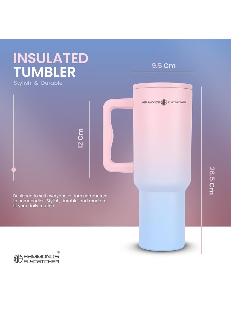 HAMMONDS FLYCATCHER 1200ML Insulated Tumbler with Straw, BPA-Free Travel Mug for Hot & Cold Beverages & Water, Sipper Coffee Tumbler Bottle, Leakproof Tumblr for Car, Gym, Yoga, Hiking - Image 2
