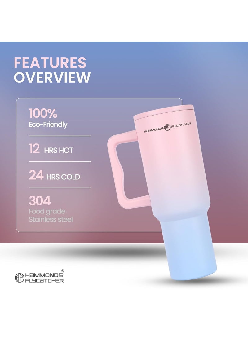 HAMMONDS FLYCATCHER 1200ML Insulated Tumbler with Straw, BPA-Free Travel Mug for Hot & Cold Beverages & Water, Sipper Coffee Tumbler Bottle, Leakproof Tumblr for Car, Gym, Yoga, Hiking - Image 3