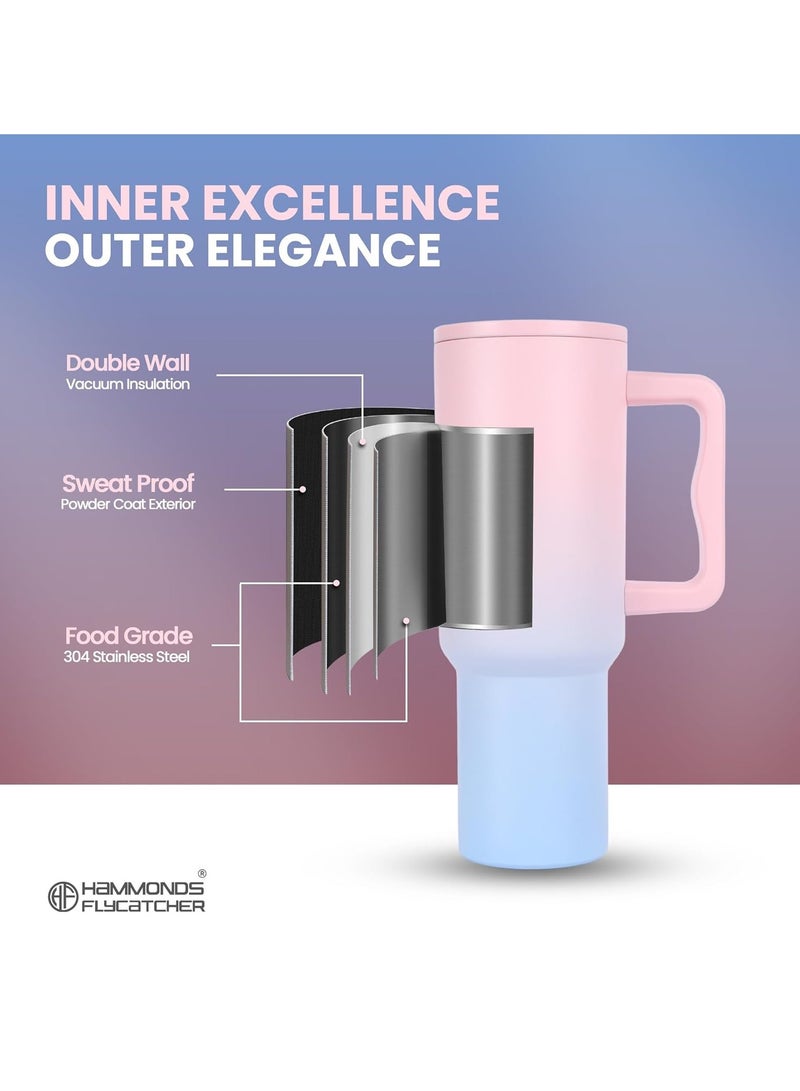 HAMMONDS FLYCATCHER 1200ML Insulated Tumbler with Straw, BPA-Free Travel Mug for Hot & Cold Beverages & Water, Sipper Coffee Tumbler Bottle, Leakproof Tumblr for Car, Gym, Yoga, Hiking - Image 5