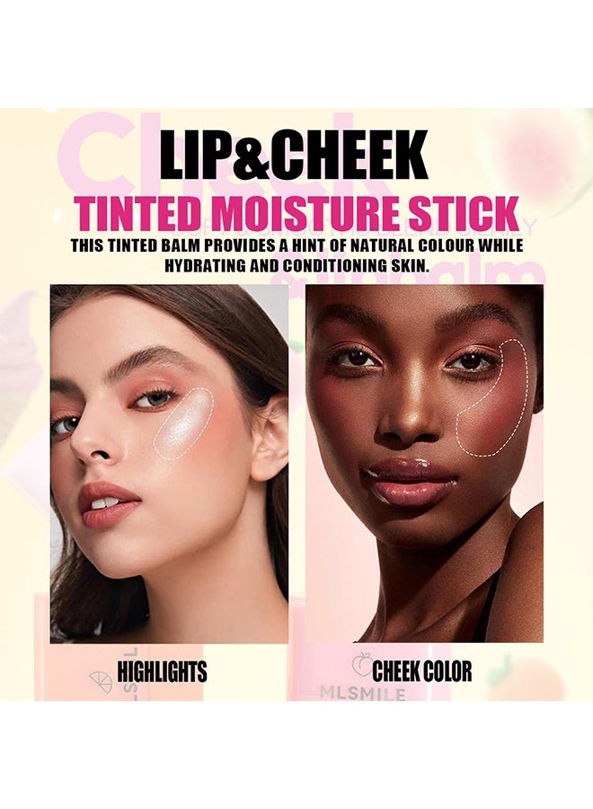 MOOYAM Blush Dewy Cheek & Lip Multi Balm - Fruit Flavor Makeup, Face Brightening Lasting Colo, Blusher Stick Natural Glow Silly Blusher Light And Soft Feeling The Apply On Your Face -#01 Peach - Image 4