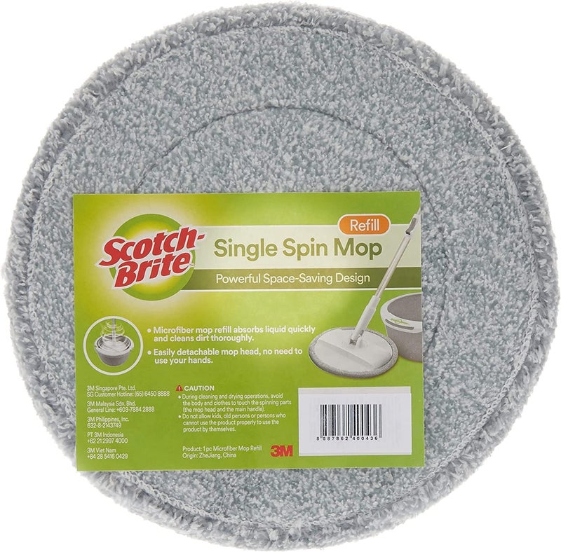 Scotch Brite Microfiber Spin Mop Refill, 1 unit/pack | It absorbs liquid quickly | cleans dirt thoroughly | to use in 2-in-1 bucket spin, rinsing and drying of mop in a single bucket | Cleaining Mop - Image 1