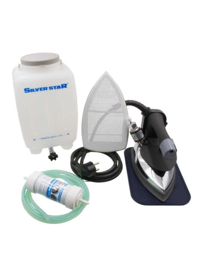 Silver Star Silver Star ES-300 220 Volt Gravity-Fed Steam Iron - Hanging Bottle Gravity Feed Steam Iron with Non-Stick Laminate Sole Plate, Demineralizer Cartridge & Silicone Iron Rest | 4.0 Water Tank 1300 Watts  - Image 4