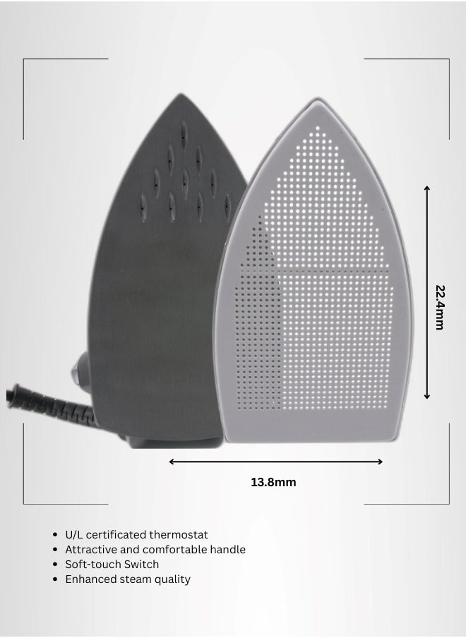 Silver Star Silver Star ES-300 220 Volt Gravity-Fed Steam Iron - Hanging Bottle Gravity Feed Steam Iron with Non-Stick Laminate Sole Plate, Demineralizer Cartridge & Silicone Iron Rest | 4.0 Water Tank 1300 Watts  - Image 2