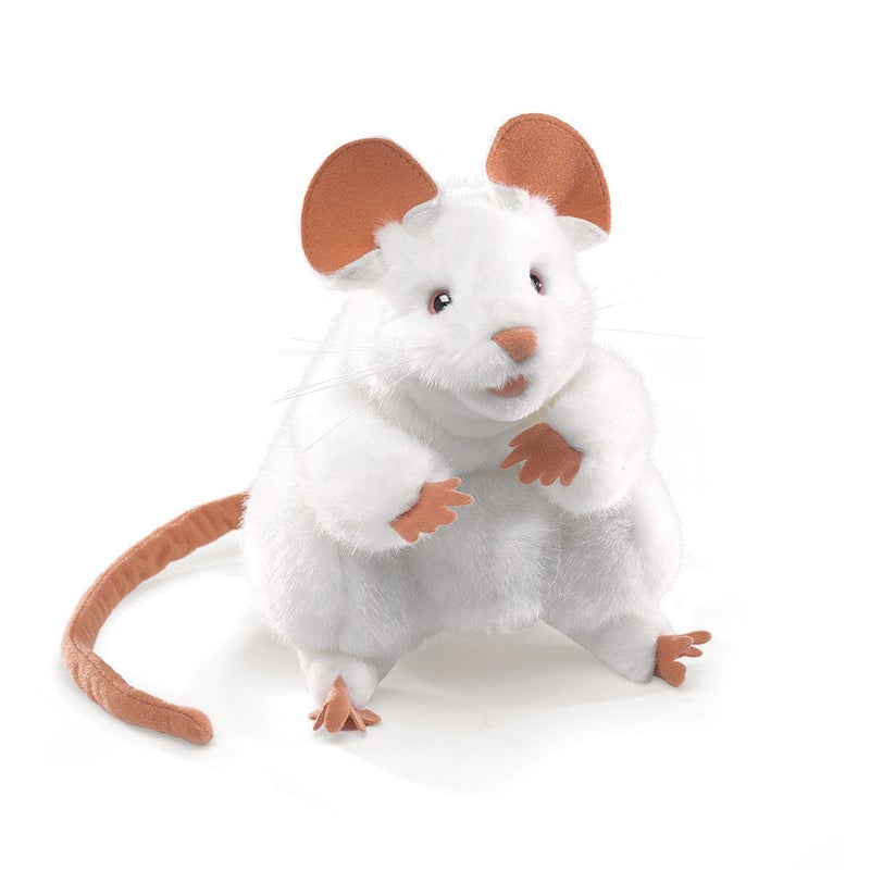Folkmanis Mouse Hand Puppet, White - Image 1