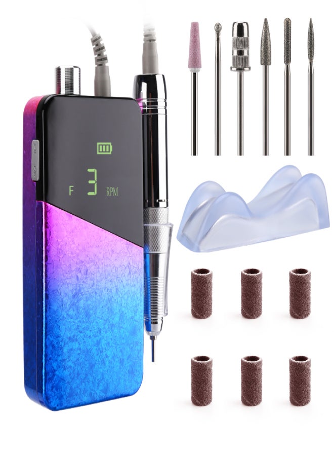 Nail Drill Machine,Lumcrissy Professional Colorful Rechargeable 35000 rpm Nail Drill Portable E-File with Battery,Portable Electric Acrylic Nail Tools,Polishing,Nail Removing - Image 3