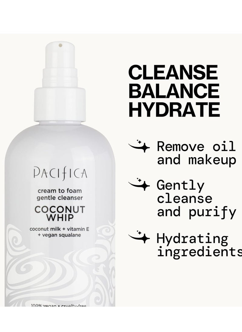 Pacifica Pacifica Coconut Whip Cream to Foam Face Wash - Gentle Hydrating Facial Cleanser for Dry & Sensitive Skin, Moisturizing Daily Face Wash, Non-Comedogenic Vegan & Cruelty-Free, Dermatologist Tested 8oz  - Image 2