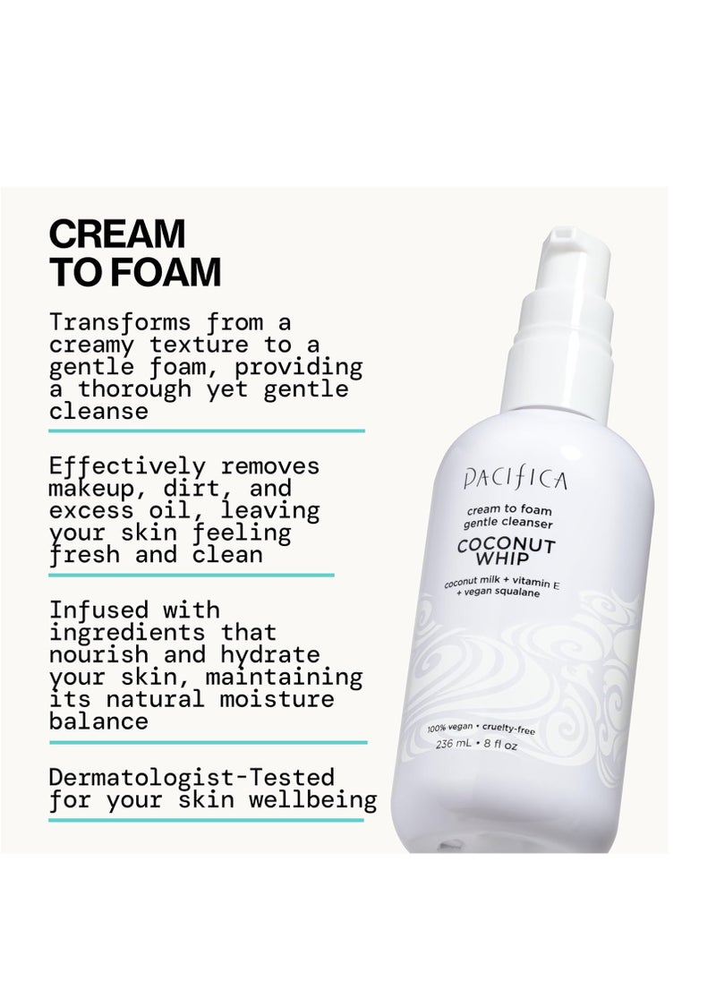 Pacifica Pacifica Coconut Whip Cream to Foam Face Wash - Gentle Hydrating Facial Cleanser for Dry & Sensitive Skin, Moisturizing Daily Face Wash, Non-Comedogenic Vegan & Cruelty-Free, Dermatologist Tested 8oz  - Image 4