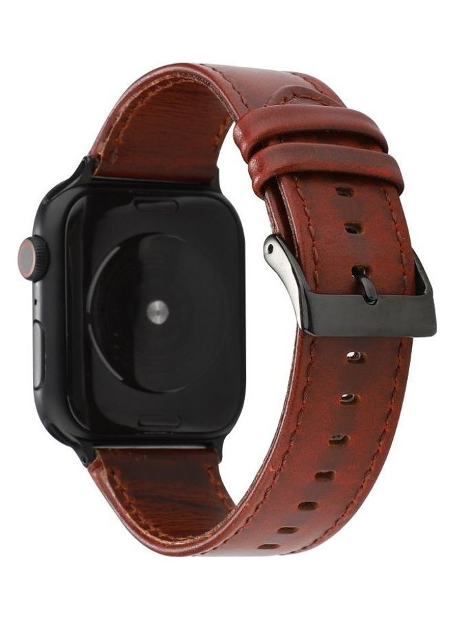 NIBEMINENT Ethnic Replacement Watchband For Apple Watch Series 1/2/3/4/5/6/7/SE 38/40/41mm Red/Brown - Image 1