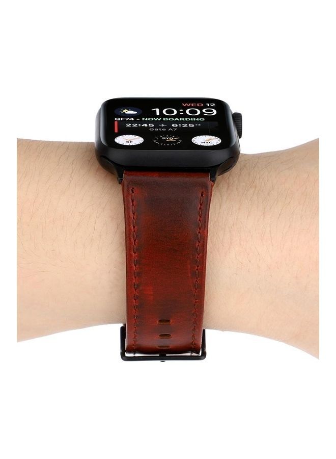 NIBEMINENT Ethnic Replacement Watchband For Apple Watch Series 1/2/3/4/5/6/7/SE 38/40/41mm Red/Brown - Image 4