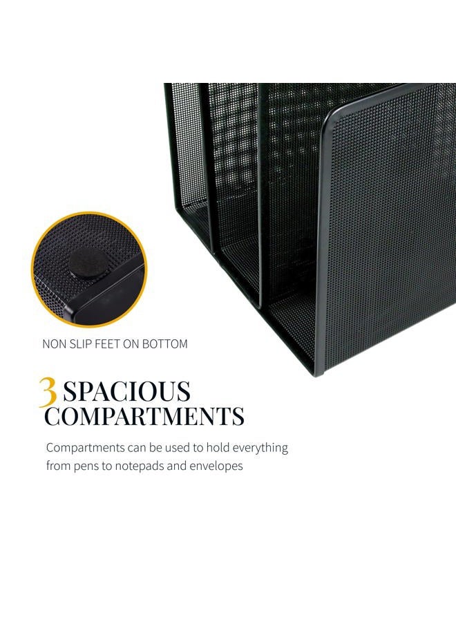 ARTISTIC Contemporary Mesh Metal Desktop File Sorter for Neat and Organized Surfaces in Office, School, and Home, Black - Image 5