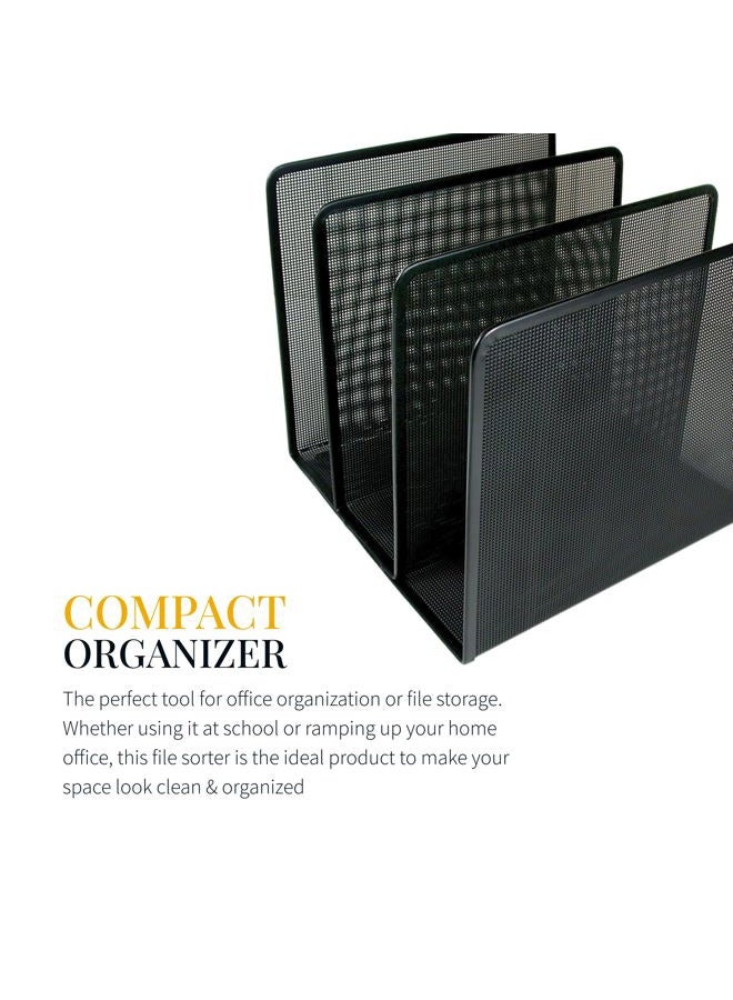 ARTISTIC Contemporary Mesh Metal Desktop File Sorter for Neat and Organized Surfaces in Office, School, and Home, Black - Image 4