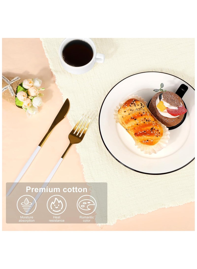 VIVP 12 Pieces Cotton Linen Cloth Napkin Handmade Cloth Napkin with Fringe 17 x 17 Inch Soft Cloth Dinner Wedding Napkin Square Rustic Fringe Napkin for Dinners, Parties, Weddings - Image 3