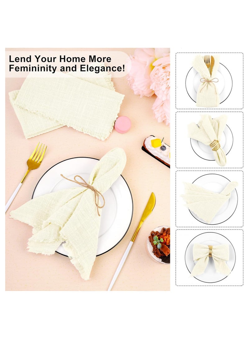VIVP 12 Pieces Cotton Linen Cloth Napkin Handmade Cloth Napkin with Fringe 17 x 17 Inch Soft Cloth Dinner Wedding Napkin Square Rustic Fringe Napkin for Dinners, Parties, Weddings - Image 4