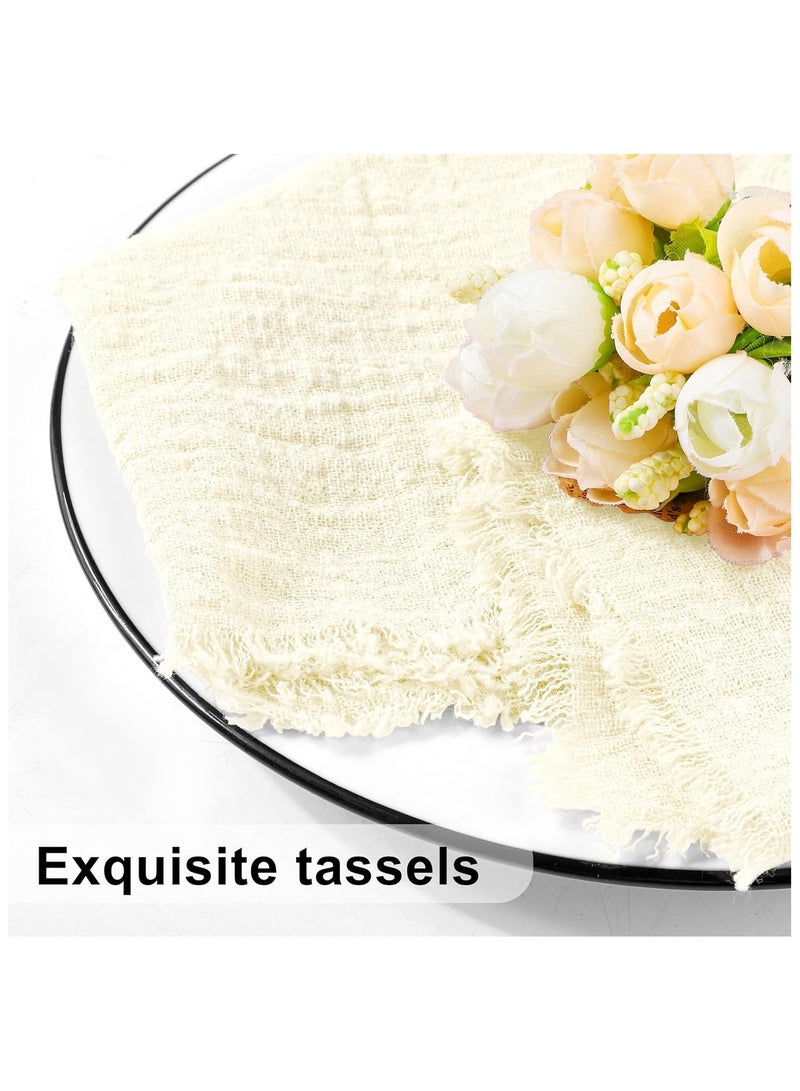 VIVP 12 Pieces Cotton Linen Cloth Napkin Handmade Cloth Napkin with Fringe 17 x 17 Inch Soft Cloth Dinner Wedding Napkin Square Rustic Fringe Napkin for Dinners, Parties, Weddings - Image 5