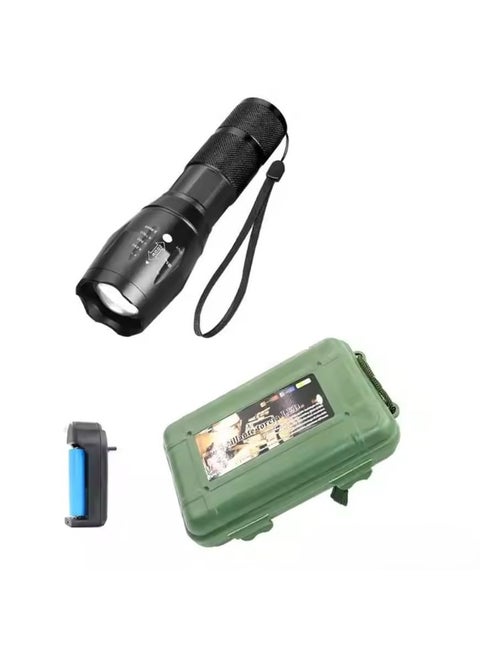 Dhriyag Zoomable 5 Mode LedXMLT650 Torch Black Rechargeable