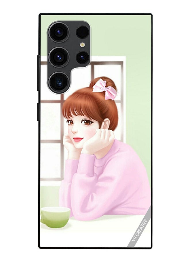 VR CREATIVE Protective Case Cover For Samsung Galaxy S23 Ultra 5G Girl Having Tea Design Multicolour  - Image 1