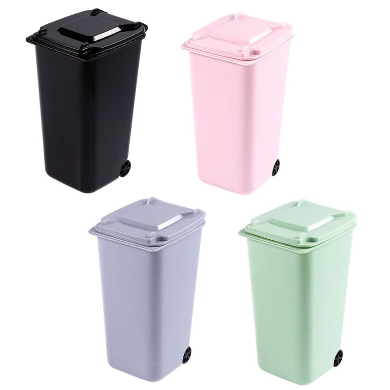 4Pcs Mini Desktop Trash Cans Creative Clamshell Plastic Waste Bins For Home Office Car Lightweight - Image 2