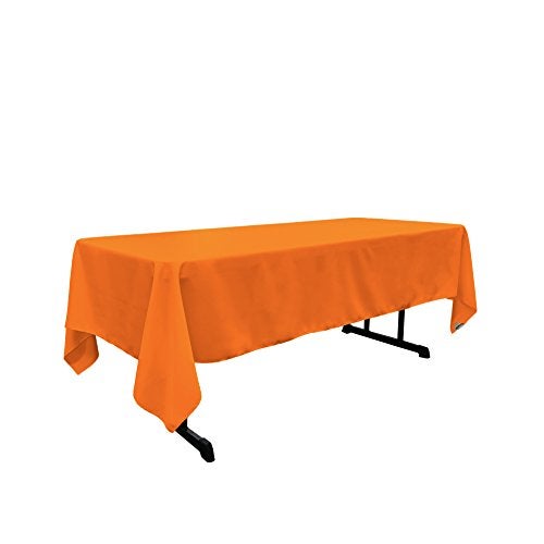 LA Linen Polyester Poplin Washable Rectangular Tablecloth, Stain and Wrinkle Resistant Table Cover 60x126, Fabric Table Cloth for Dinning, Kitchen, Party, Holiday 60 by 126-Inch, Orange - Image 4