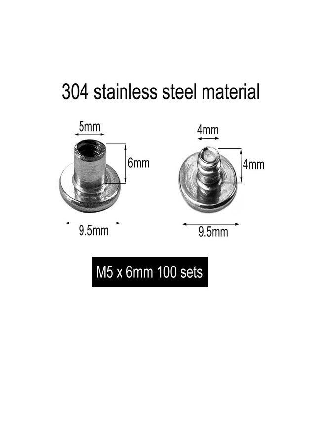 IDEALSV 200 Pcs (100 Sets) 304 Stainless Steel Chicago Screws Rivets M5x6mm Leather Rivets Phillip Head Leather Bag, Book and Photo Album Binding Chicago Rivets Kits - Image 3