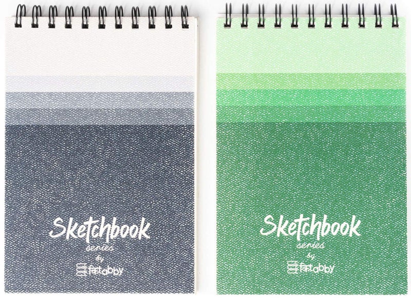 Kitabby – Sketchbook Series – A5 Size – Wire-O Bound Spiral Sketch Book – 50 Sheets – 160gsm Anti-Ageing, Acid Free, Archival Grade Fine Grain Paper – Pack of 2 – (Blue + Red) - Image 1