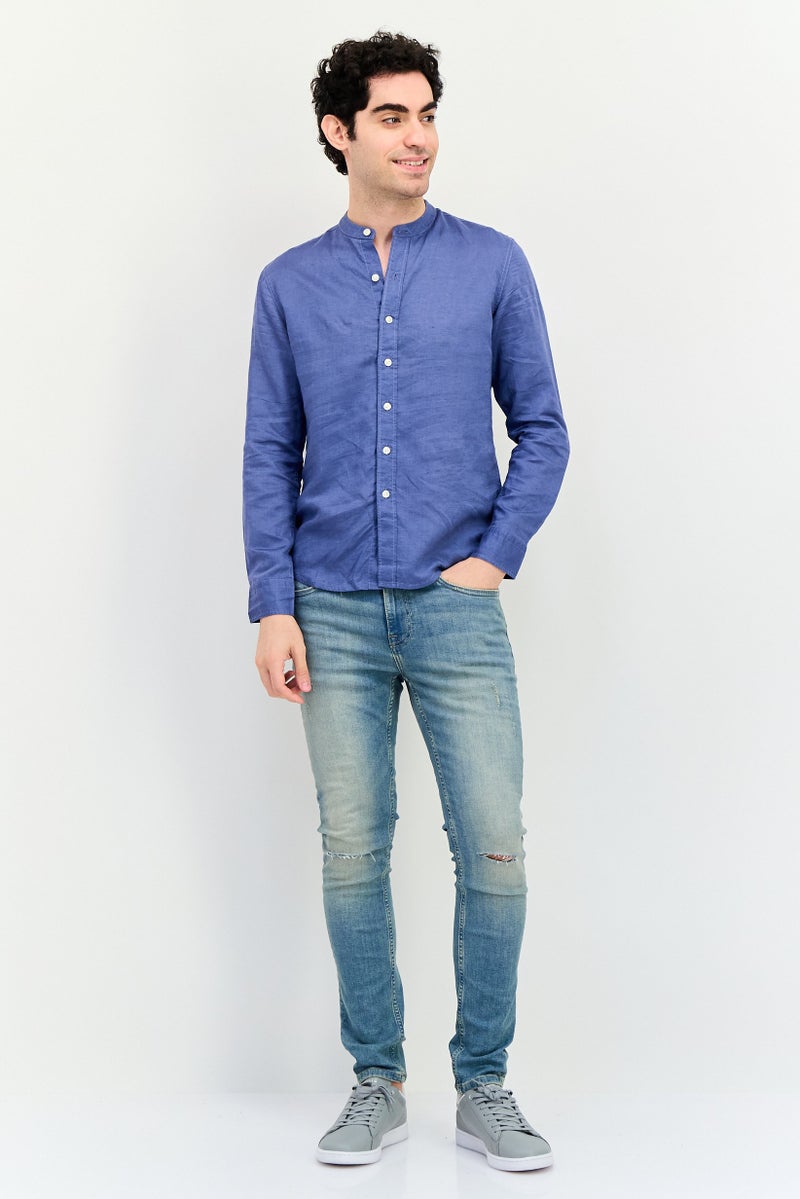 Levi's قميص رجالي ضيق بأكمام طويلة بلون أزرق رمادي - Image 3