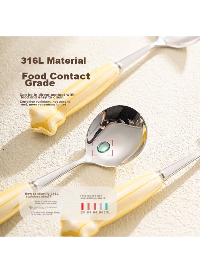 GRASEY Guangyi 316l Stainless Steel Soup Spoons With Ceramic Handles, Cute Tableware For Children, 2-piece Set Gy7318 - Image 2