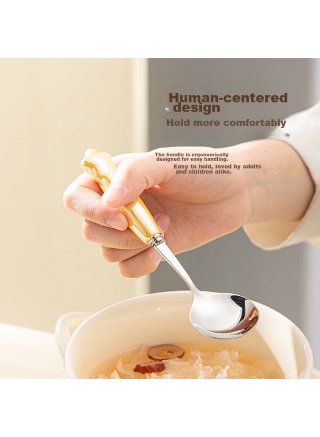GRASEY Guangyi 316l Stainless Steel Soup Spoons With Ceramic Handles, Cute Tableware For Children, 2-piece Set Gy7318 - Image 5