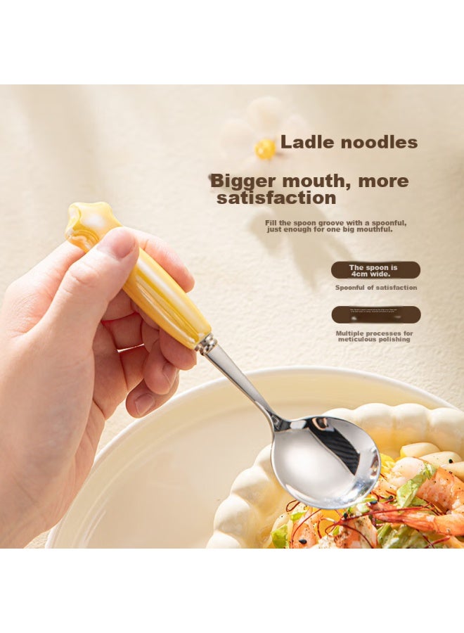 GRASEY Guangyi 316l Stainless Steel Soup Spoons With Ceramic Handles, Cute Tableware For Children, 2-piece Set Gy7318 - Image 3