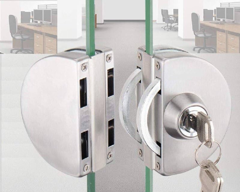 SHOPECOM SHOPECOM Heavy Duty Double Glass Door Lock for Main Door Cabin Balcony Door for Office Home Fits 10 12mm Open Sliding Doors No Drilling Required One Side Knob One Side Key Lock  - Image 2