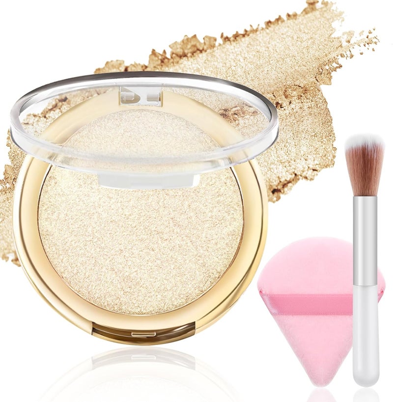 Apooliy 3pcs Highlighter Powder Palette SetShimmer Highlighters Makeup IluminadorLong Lasting WaterproofBlush Powder