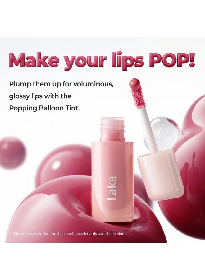 Laka Popping Balloon Lip Stain, 4.5g/0.15oz, Glossy Plumping Lip Tint, Moisturizing, Non-Sticky Texture for All-Day Hydration, Vegan, K-Beauty (#504 Popping) - Image 3