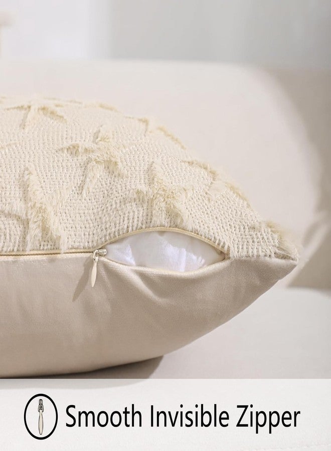 Tosleo Sea Pillow Covers 18x18 inch Set of 2 Farmhouse Decor Beige Starfish Throw Pillow Cover Soft Plush Faux Fur Jacquard Pillow Cases for Sofa Holiday Spring Summer Home Decor - Image 3