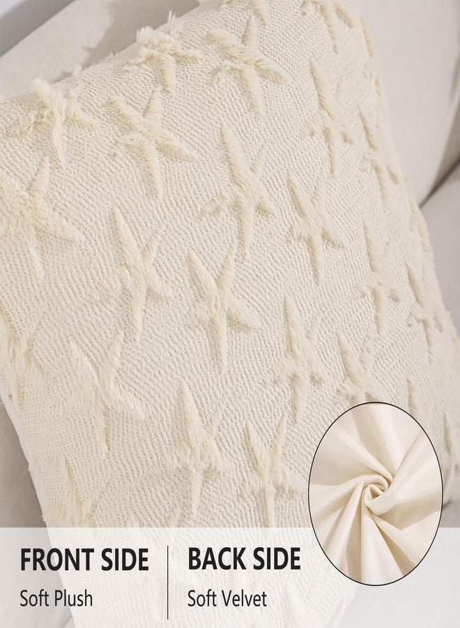 Tosleo Sea Pillow Covers 18x18 inch Set of 2 Farmhouse Decor Beige Starfish Throw Pillow Cover Soft Plush Faux Fur Jacquard Pillow Cases for Sofa Holiday Spring Summer Home Decor - Image 2
