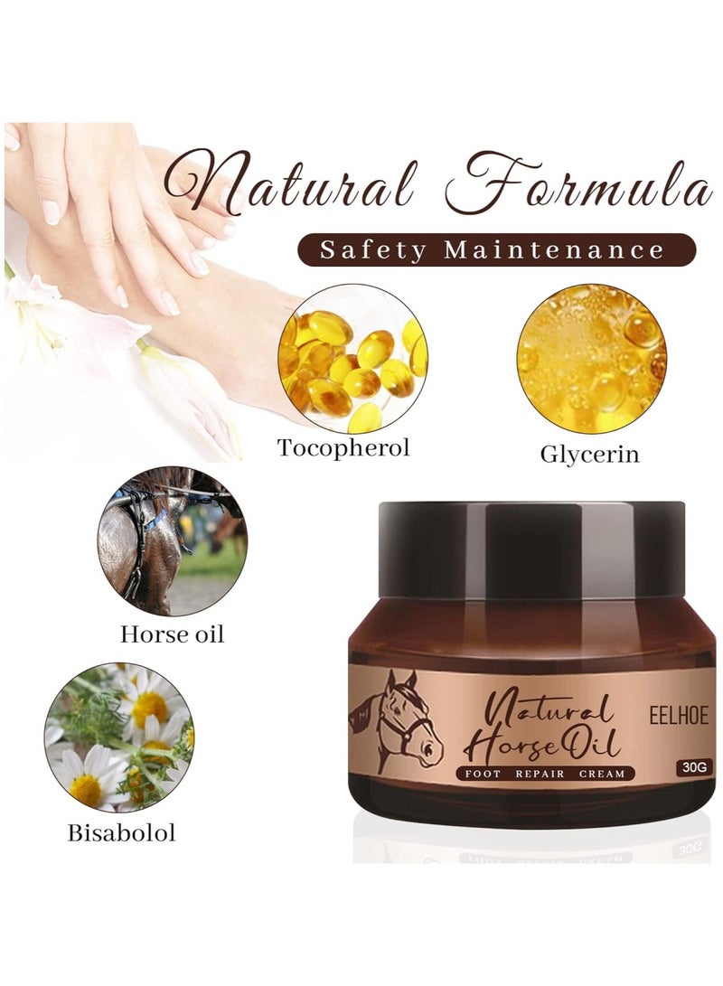 Natural Horse Oil Foot Cream Professional Instantly Hydrates and Moisturizes Cracked or Callused Feet Healing Foot Repair Cream for Dry Cracked Chapped Heels and Rough Callus Remover Repairing Moisturizer