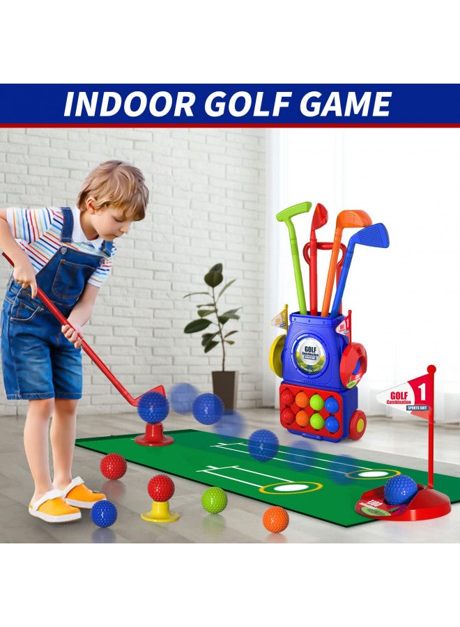 Bennol Toddler Golf Set Toys for Kids, Upgraded Kids Golf Cart Toys Sets with 4 Golf Sticks, 8 Balls and 1 Mat, Indoor & Outdoor Golf Toys for 3 4 5 6 Year Old Boys Girls Toddlers - Image 1