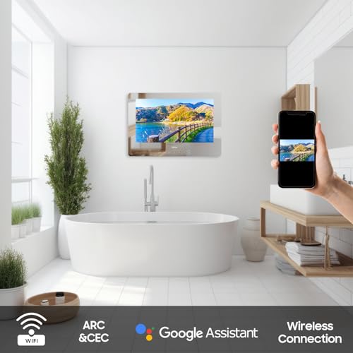 SYLVOX 24'' Smart TV Bathroom Magic Mirror Waterproof LED TV 1080P 500NITS High Brightness Dual Front Speakers Wall mounting Suitable for Bathrooms,Hotels,Saunas - Image 4