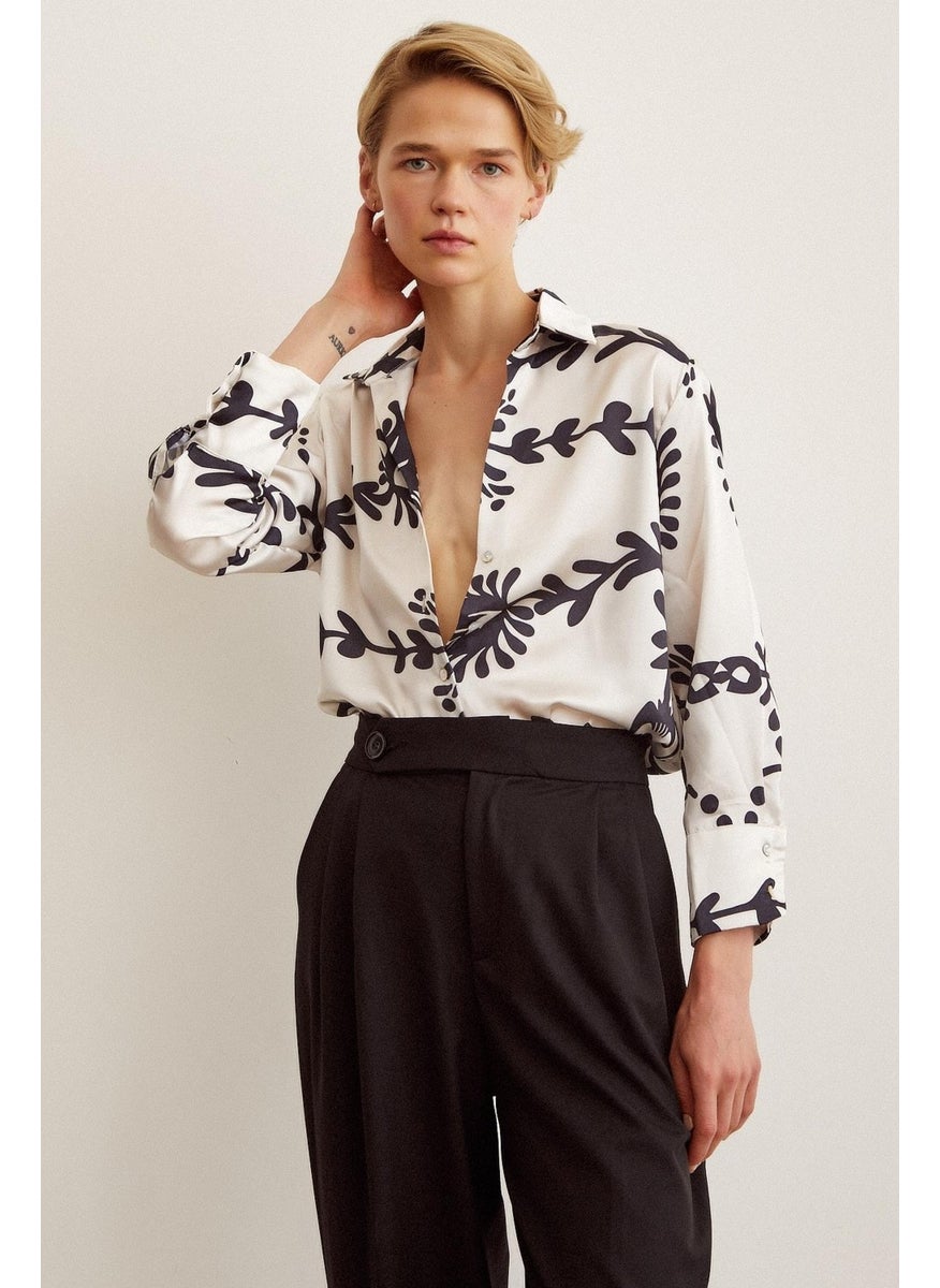 Never More Patterned Satin Shirt  - Image 1